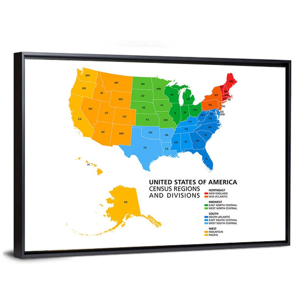United States Political Map Wall Art
