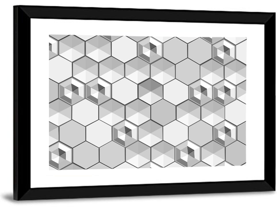 3d Isometric Hexagon Pattern Wall Art