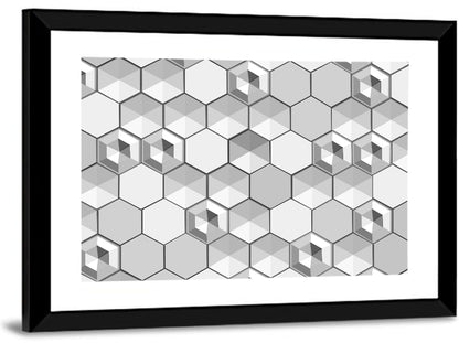 3d Isometric Hexagon Pattern Wall Art