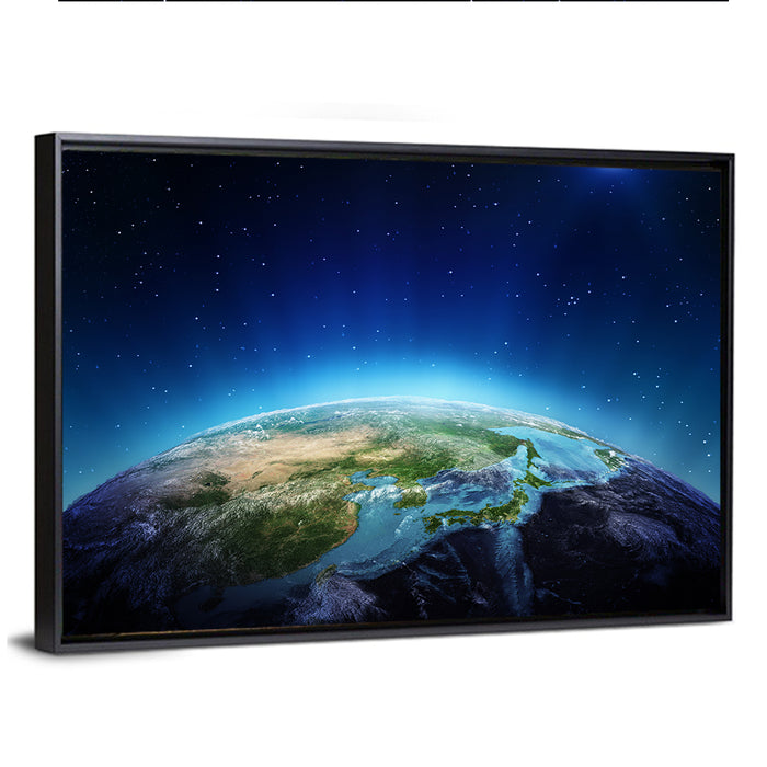 Japan and China from Orbit Wall Art as a framed canvas