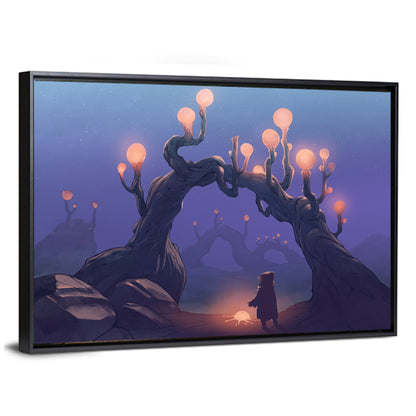Glowing Archway in Surreal Forest Wall Art
