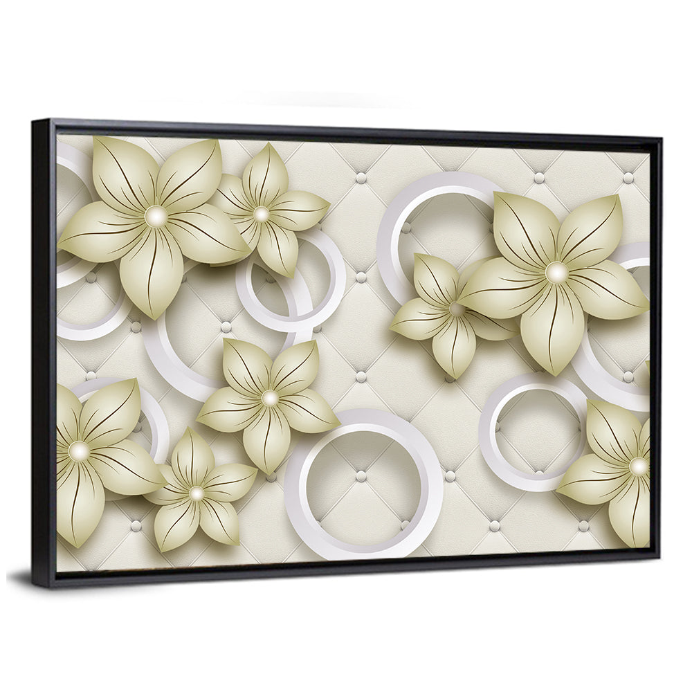Cream Tufted Floral Rings Wall Art