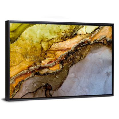 Glittering Vein Alcohol Ink Abstract Wall Art