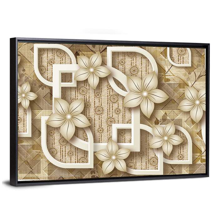 3d Floral Relief Design Wall Art as a framed canvas