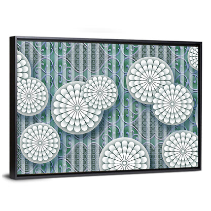 Blue Floral Scrollwork Pattern Wall Art