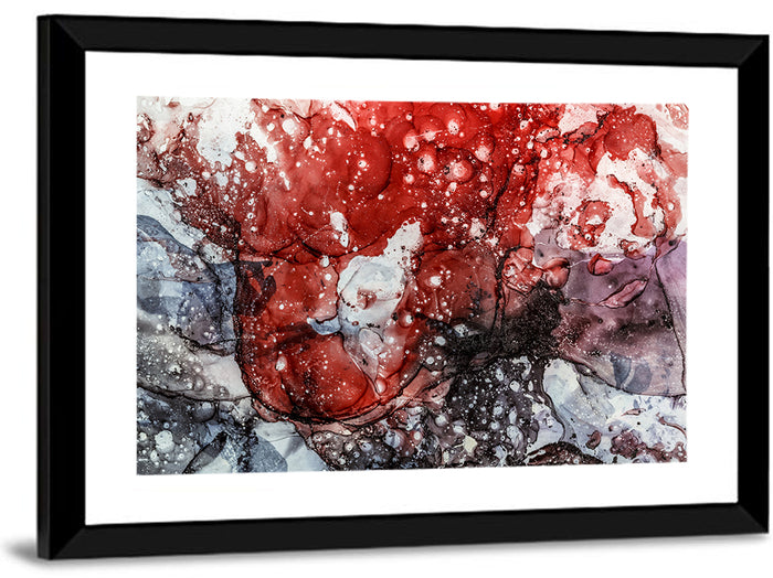Maroon and Gray Alcohol Ink Abstract Wall Art as a framed print