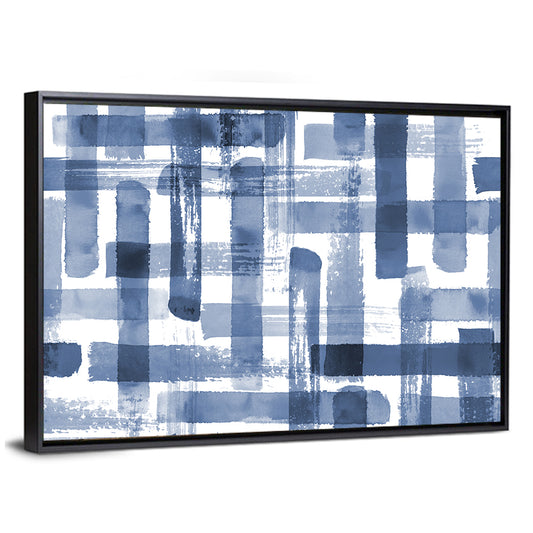 Indigo Brushstrokes Grid Wall Art
