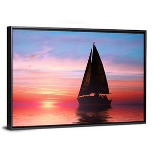 Sailing At Sunset On The Ocean Wall Art