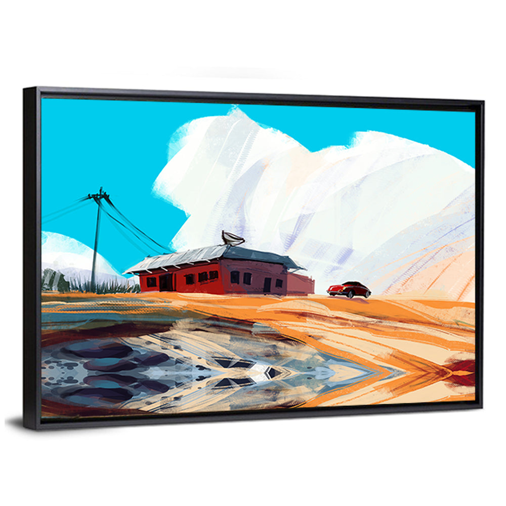 Red House in Desert Wall Art