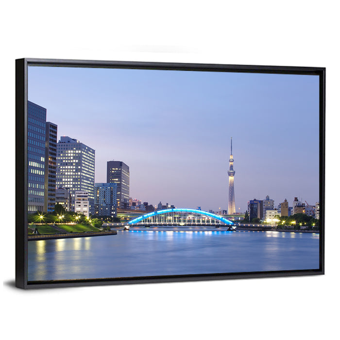 Tokyo Skyline at Dusk Wall Art as a framed canvas