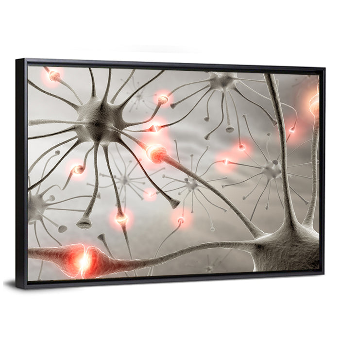 Hardwired Neurons with Glowing Synapses Wall Art as a framed canvas