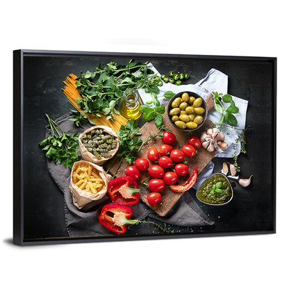Italian Ingredients Flat Lay Wall Art