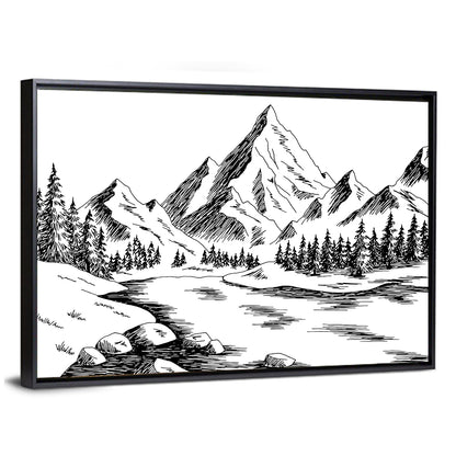 Artistic Mountain Lake Wall Art