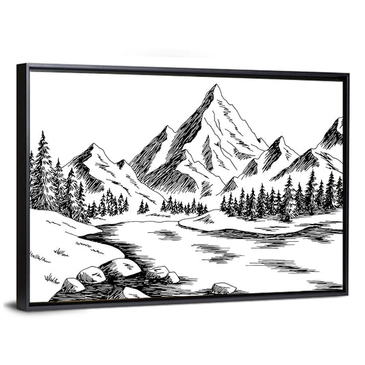 Artistic Mountain Lake Wall Art
