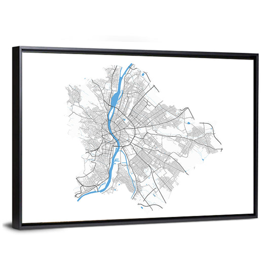 Map Of Budapest City Wall Art