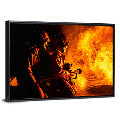 Firefighters Battling Flames Wall Art
