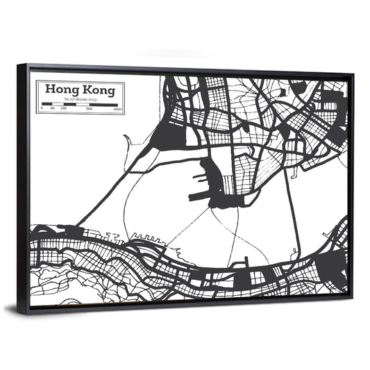 Hong Kong City Map Wall Art