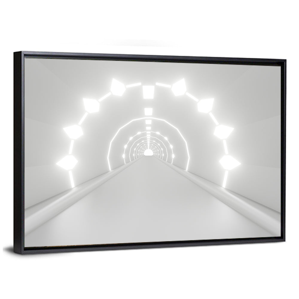 3d White Tunnel with Diamond Lights Wall Art