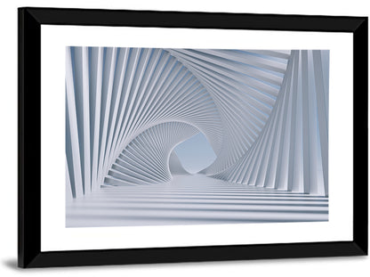 3d White Spiral Tunnel Wall Art