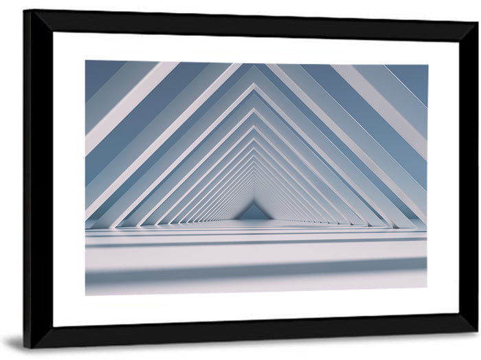 Blue Triangular Tunnel Wall Art as a framed print