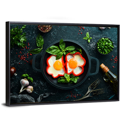 Cast Iron Fried Eggs with Sweet Pepper Wall Art