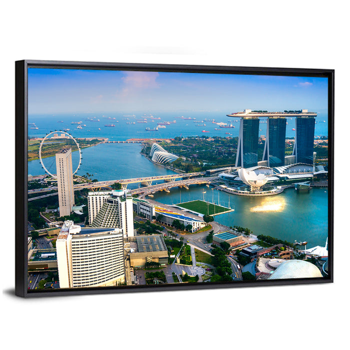 Marina Bay Sunset Skyline Wall Art as a framed canvas