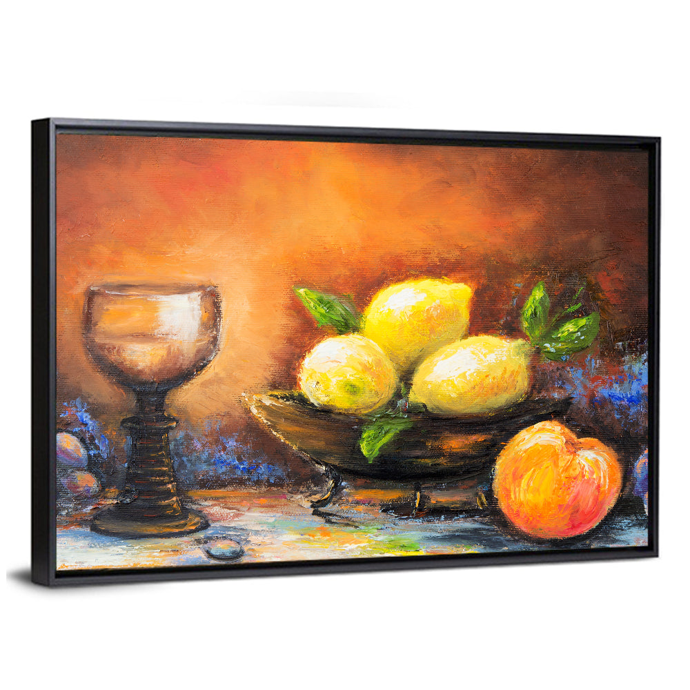 Lemons and Peach Still Life Wall Art