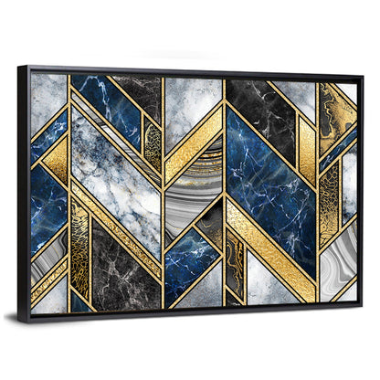 Blue Marble Mosaic with Gold Trim Wall Art
