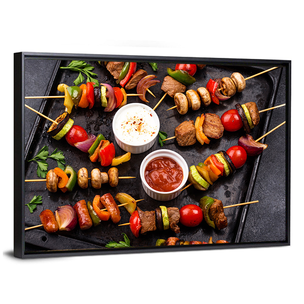 Grilled Meat and Vegetable Kebabs Wall Art