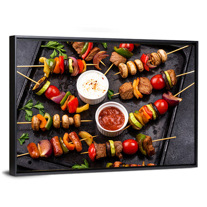 Grilled Meat and Vegetable Kebabs Wall Art