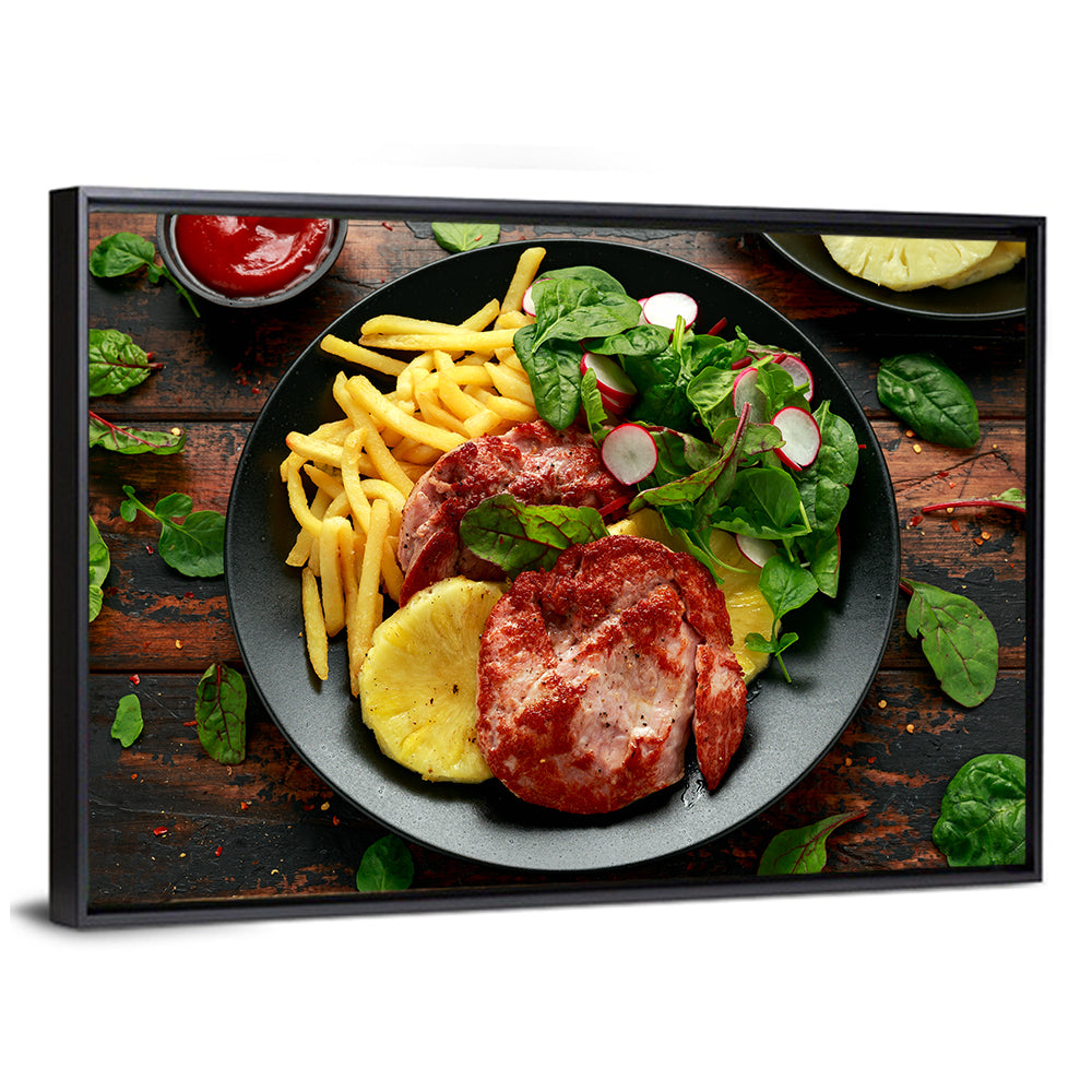 Gammon Steak with Fries and Pineapple Wall Art