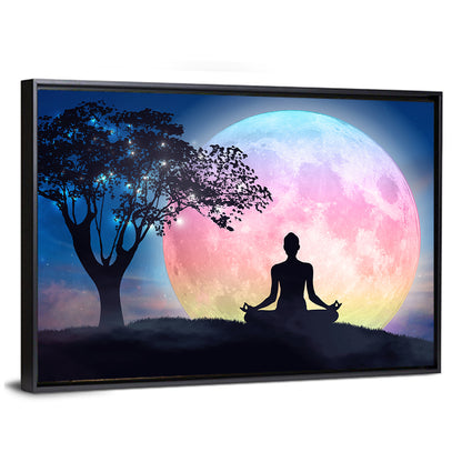Lotus Pose Moon Silhouette Wall Art