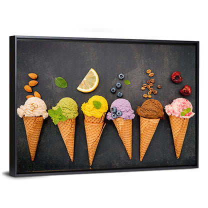 Six Ice Cream Cone Flavors Wall Art