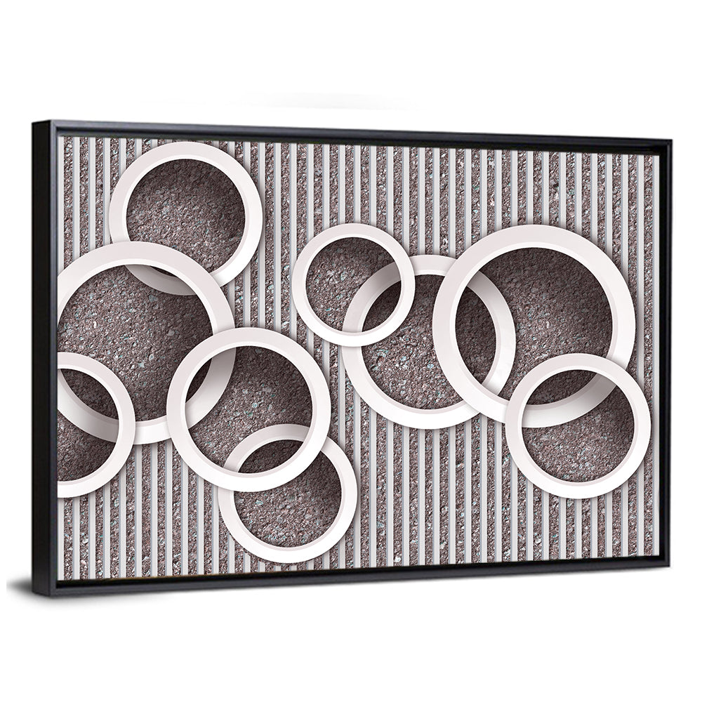 Layered White Circles Wall Art