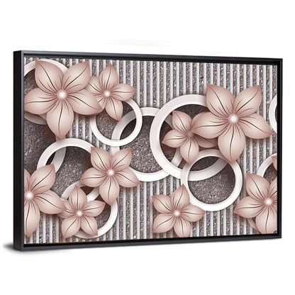 3d Floral Rings in Pink and Gray Wall Art