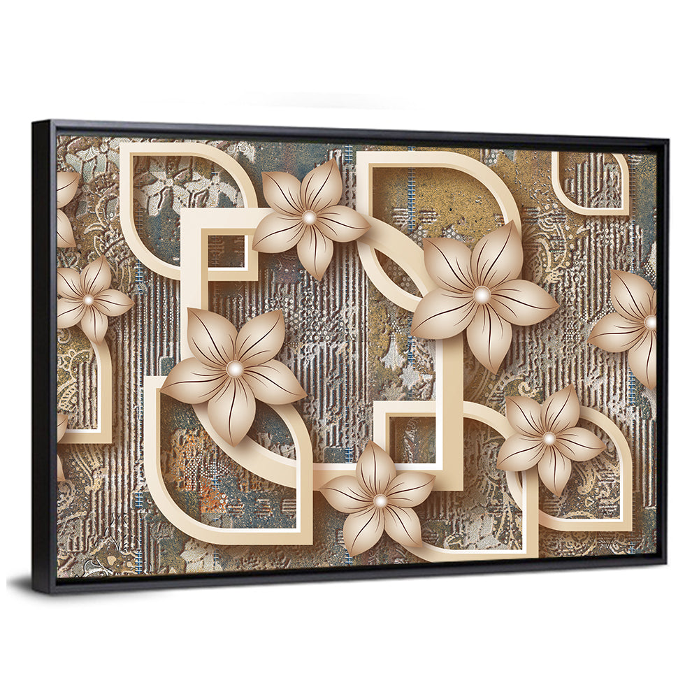 Golden Floral Geometry Wall Art