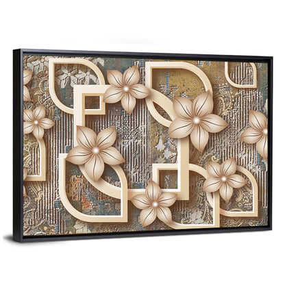 Golden Floral Geometry Wall Art