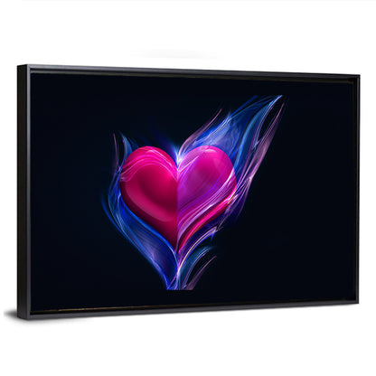 Glowing Pink Heart in Blue Flame Wall Art