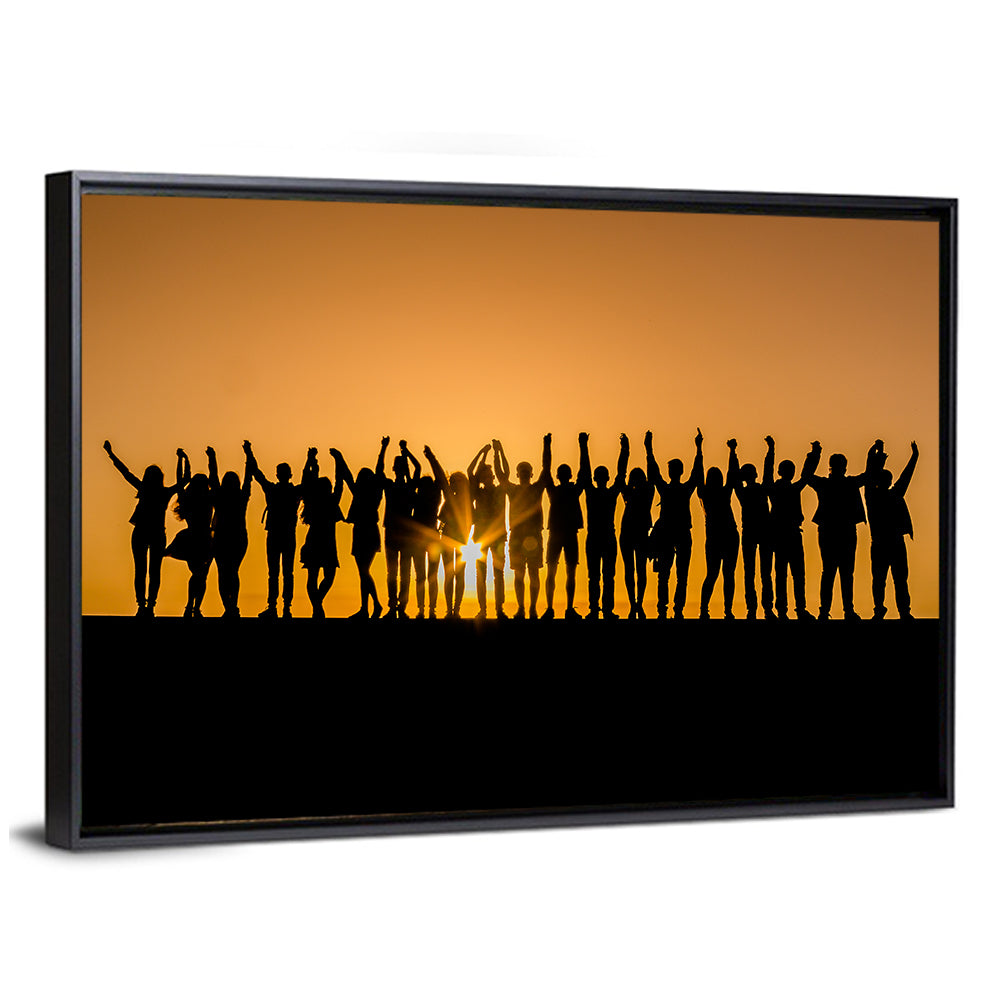 Children Silhouettes at Golden Hour Wall Art