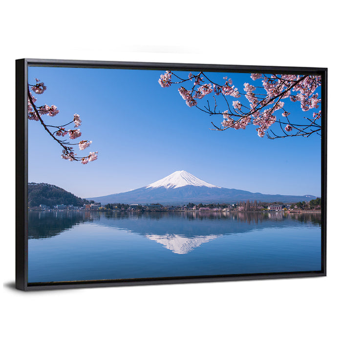 Mount Fuji Reflection, Fujikawaguchiko Wall Art as a framed canvas