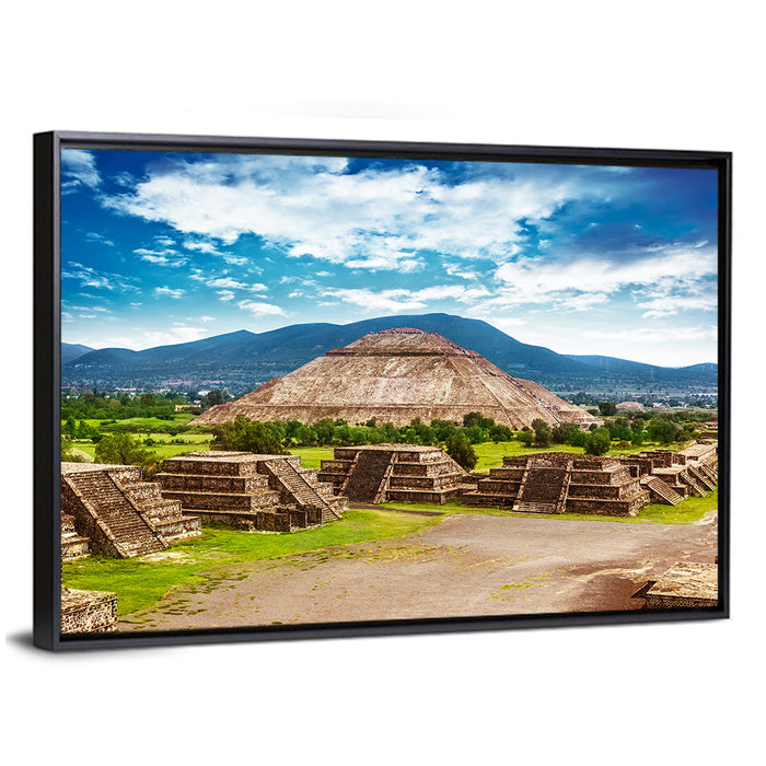 Teotihuacan Pyramid Ruins Wall Art as a framed canvas