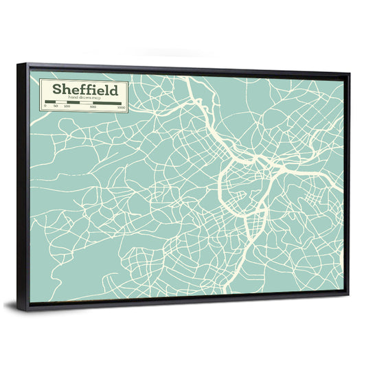 Sheffield City Map In UK Wall Art