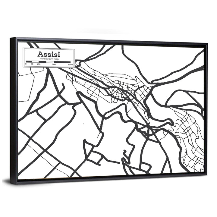 Assisi City Grid Map Wall Art