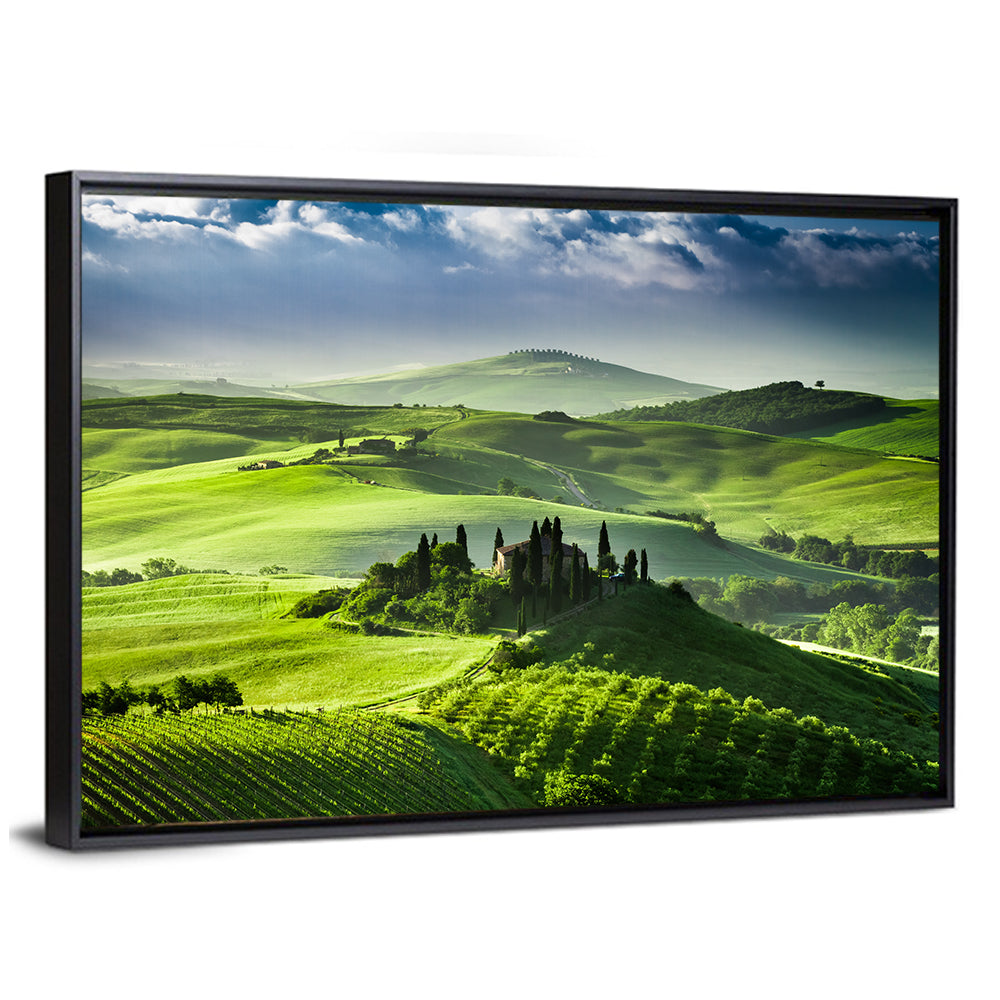 Sunrise Over San Quirico D Orcia Valley Wall Art