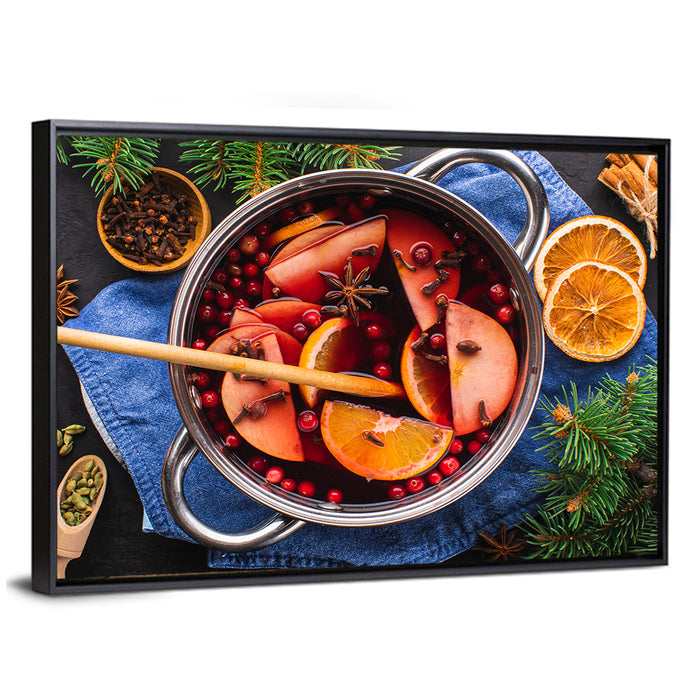 Mulled Wine and Spice Still Life Wall Art as a framed canvas