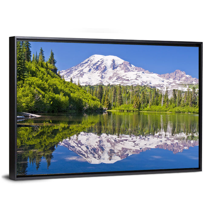 Mount Rainier at Bench Lake Wall Art as a framed canvas