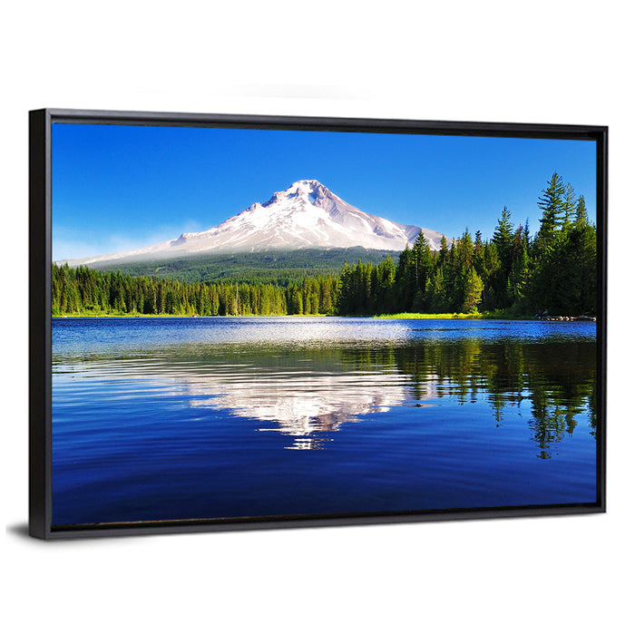 Mount Hood Reflection at Trillium Lake Wall Art as a framed canvas
