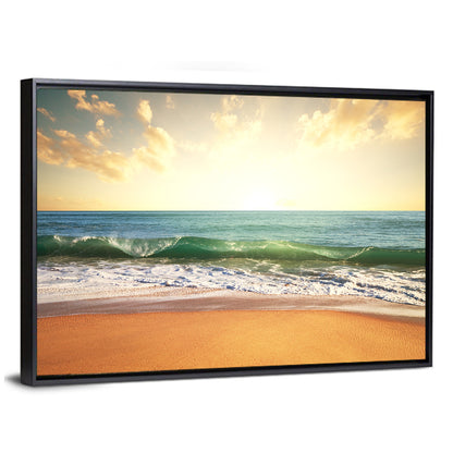 Sunset Over Breaking Wave Wall Art