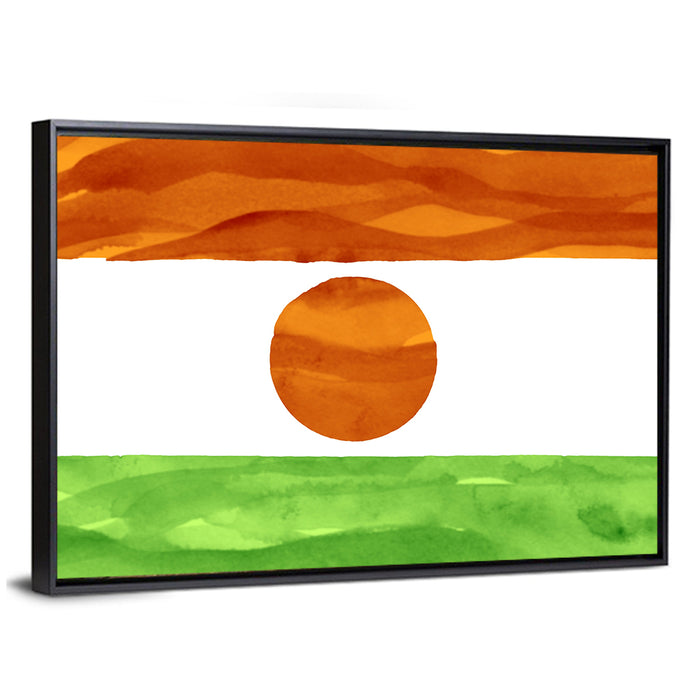 Niger Flag Watercolor Tricolor Wall Art as a framed canvas