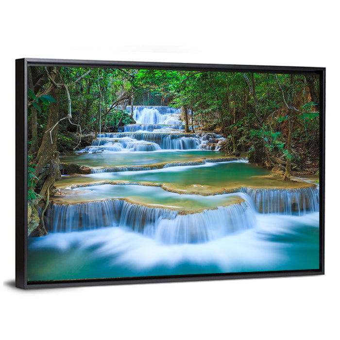 Kanchanaburi Multi-tiered Waterfall Wall Art as a framed canvas